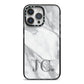 Initials Love Heart iPhone 14 Pro Max Black Impact Case on Silver phone