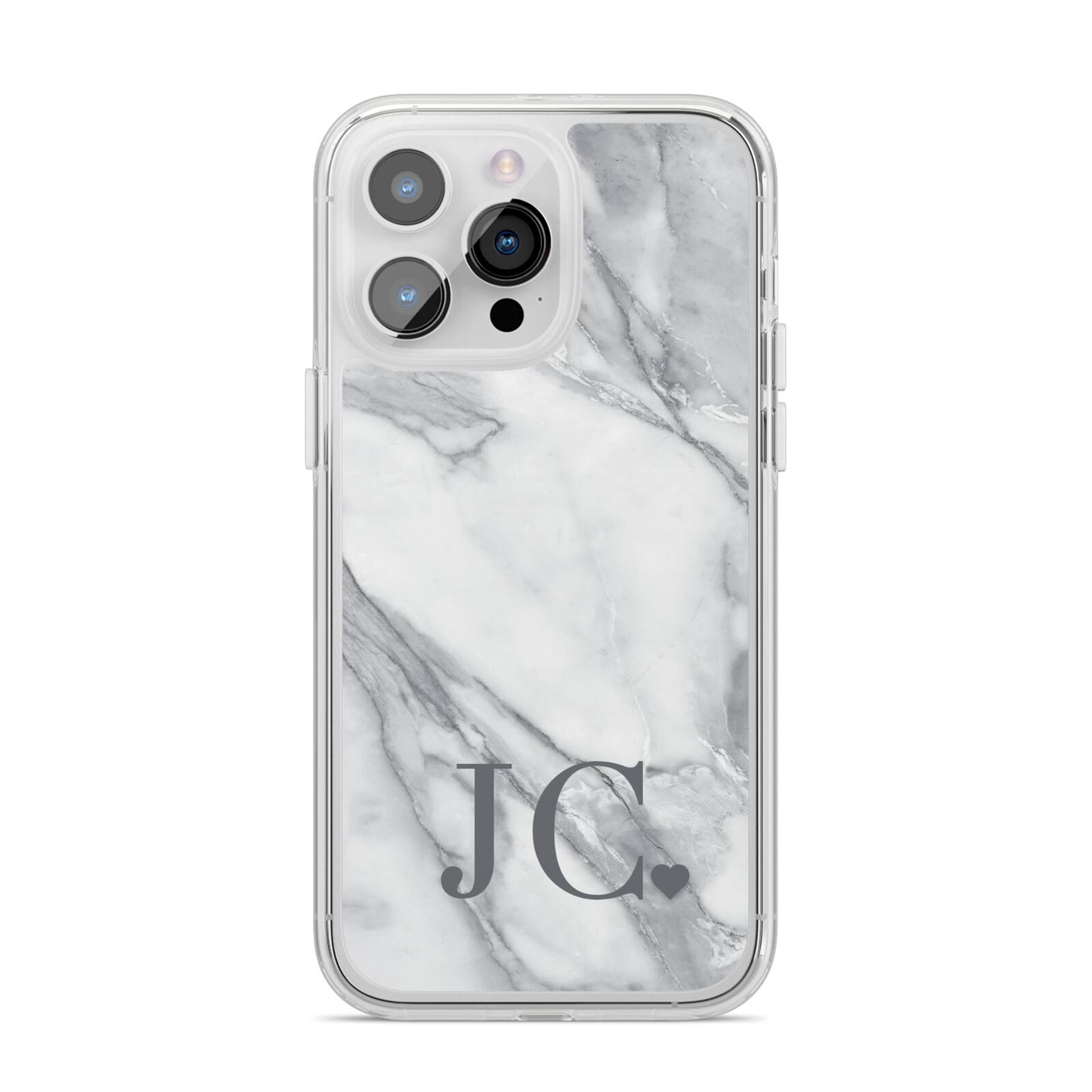 Initials Love Heart iPhone 14 Pro Max Clear Tough Case Silver