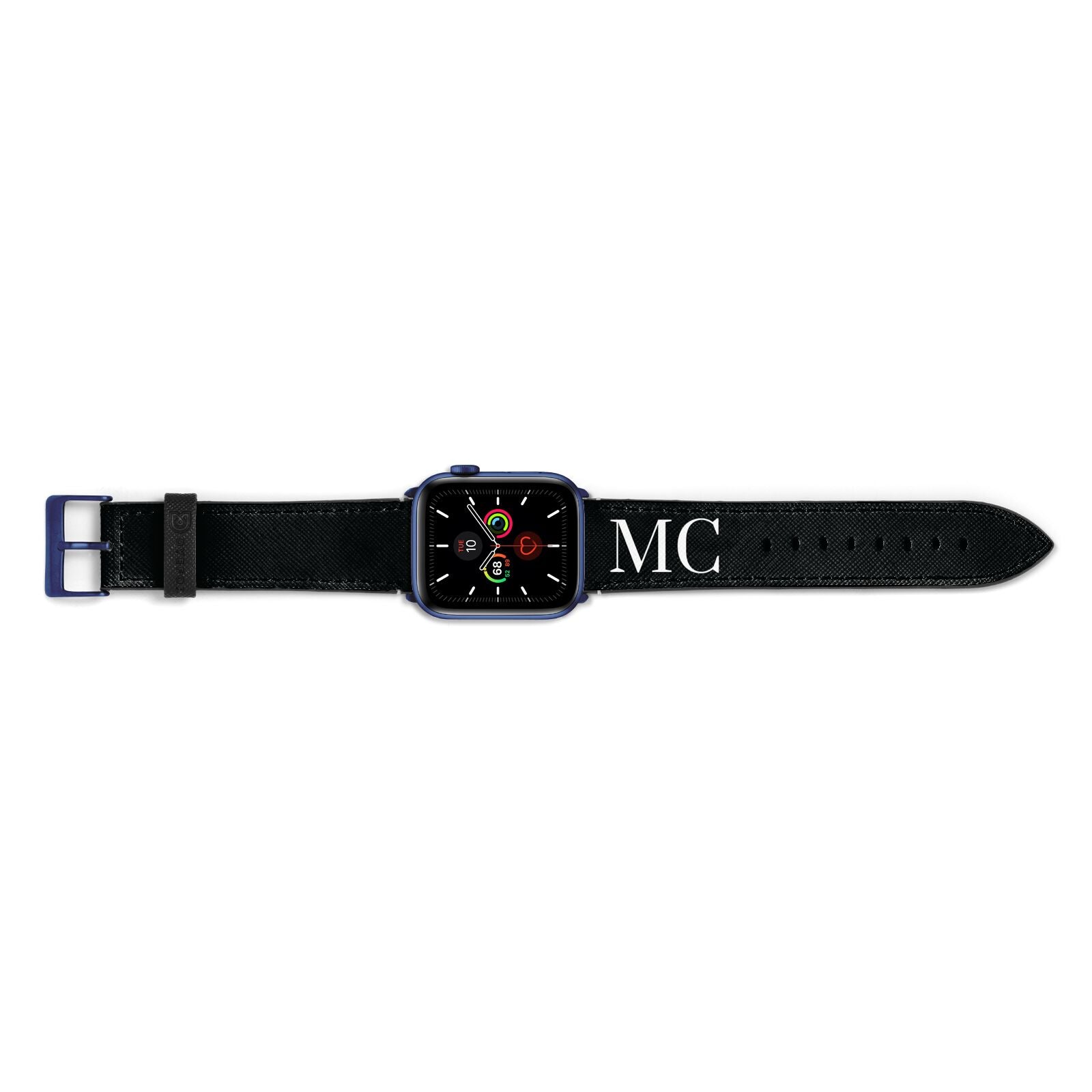 Initials Personalised 1 Apple Watch Strap Landscape Image Blue Hardware