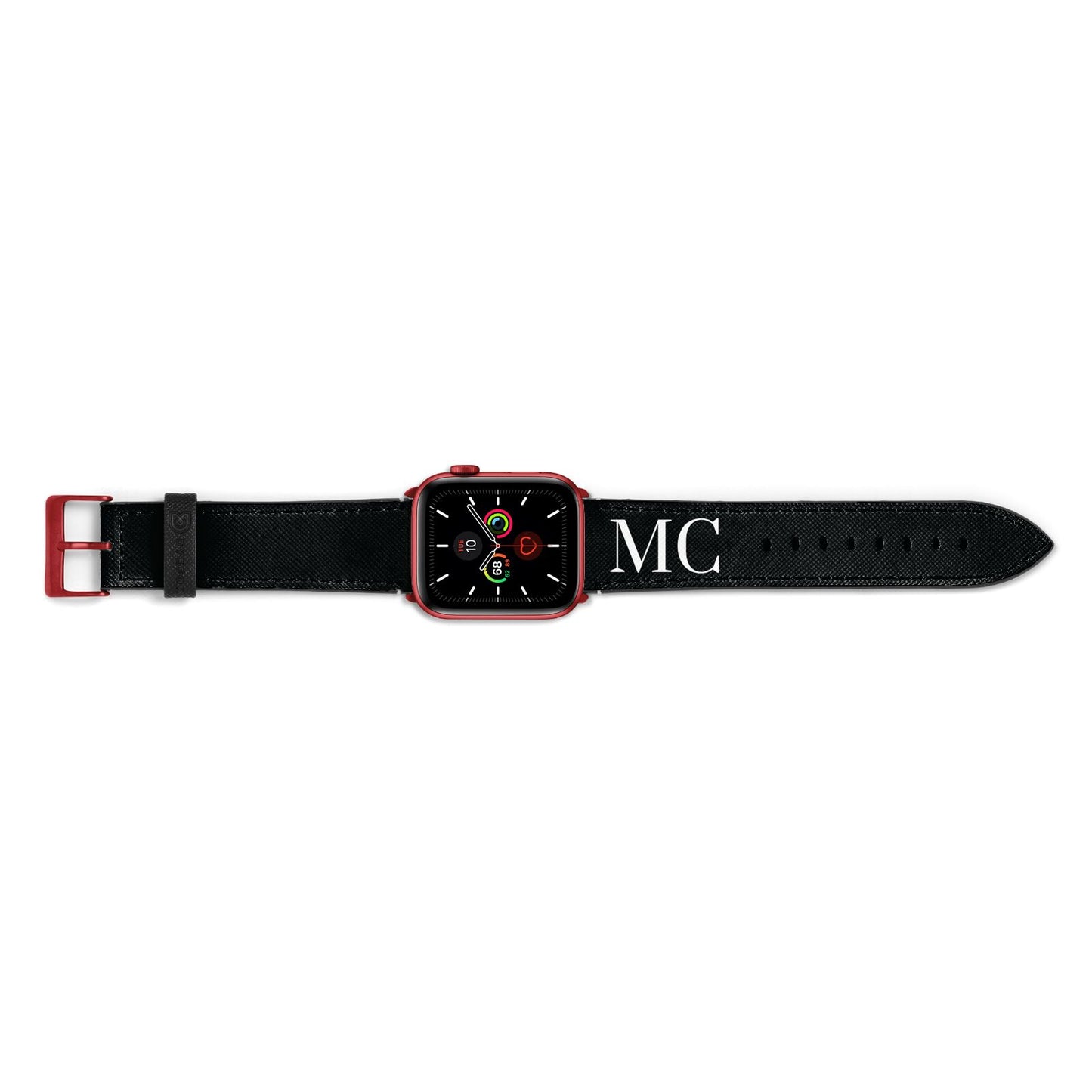 Initials Personalised 1 Apple Watch Strap Landscape Image Red Hardware