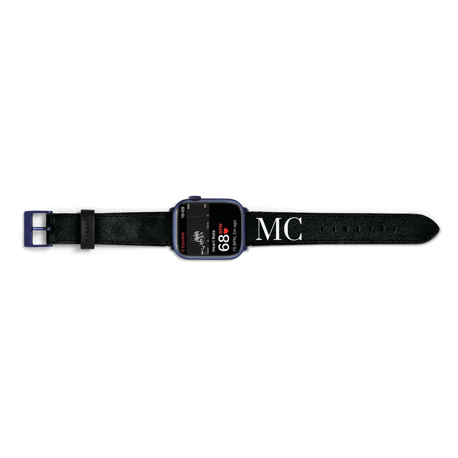 Initials Personalised 1 Apple Watch Strap Size 38mm Landscape Image Blue Hardware