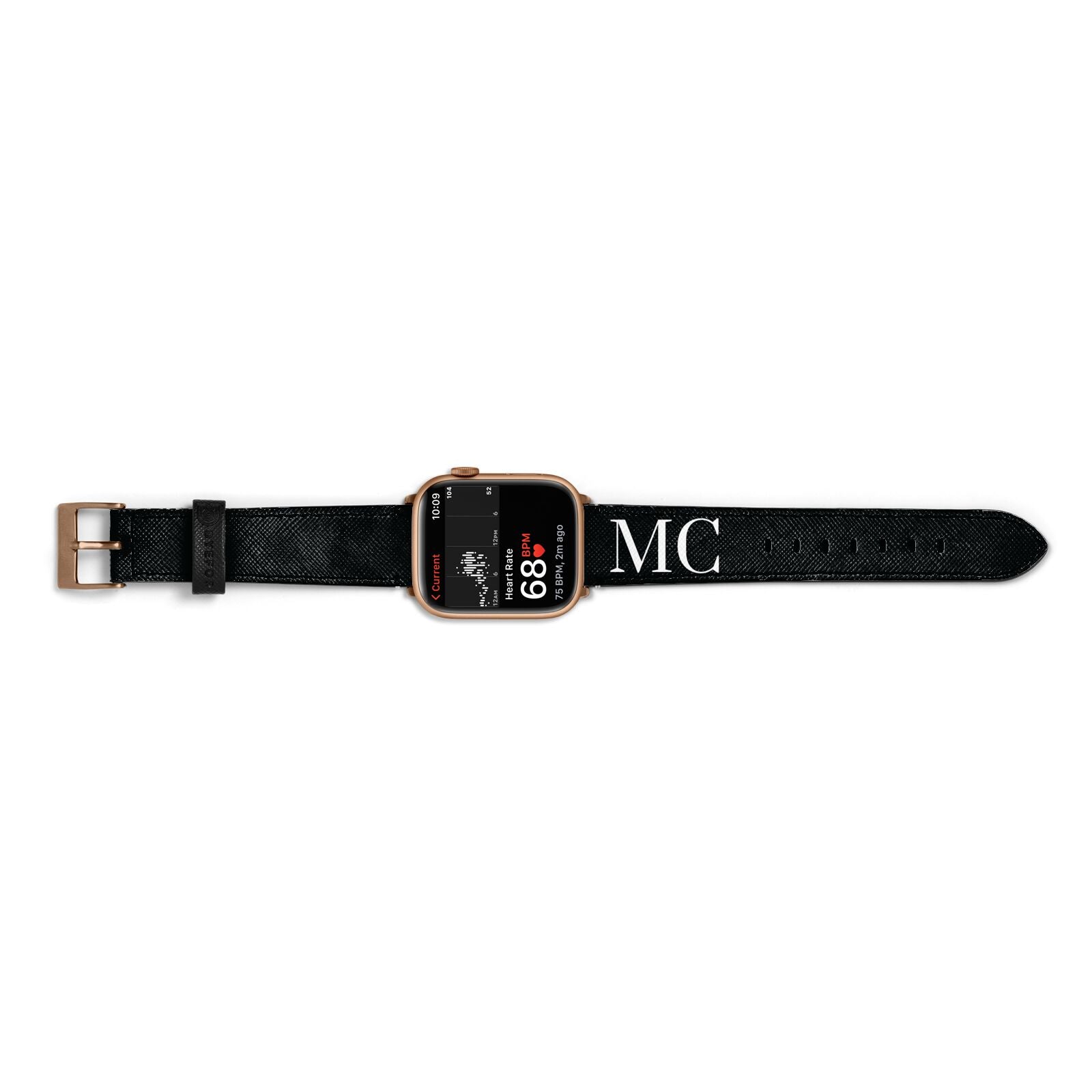 Initials Personalised 1 Apple Watch Strap Size 38mm Landscape Image Gold Hardware