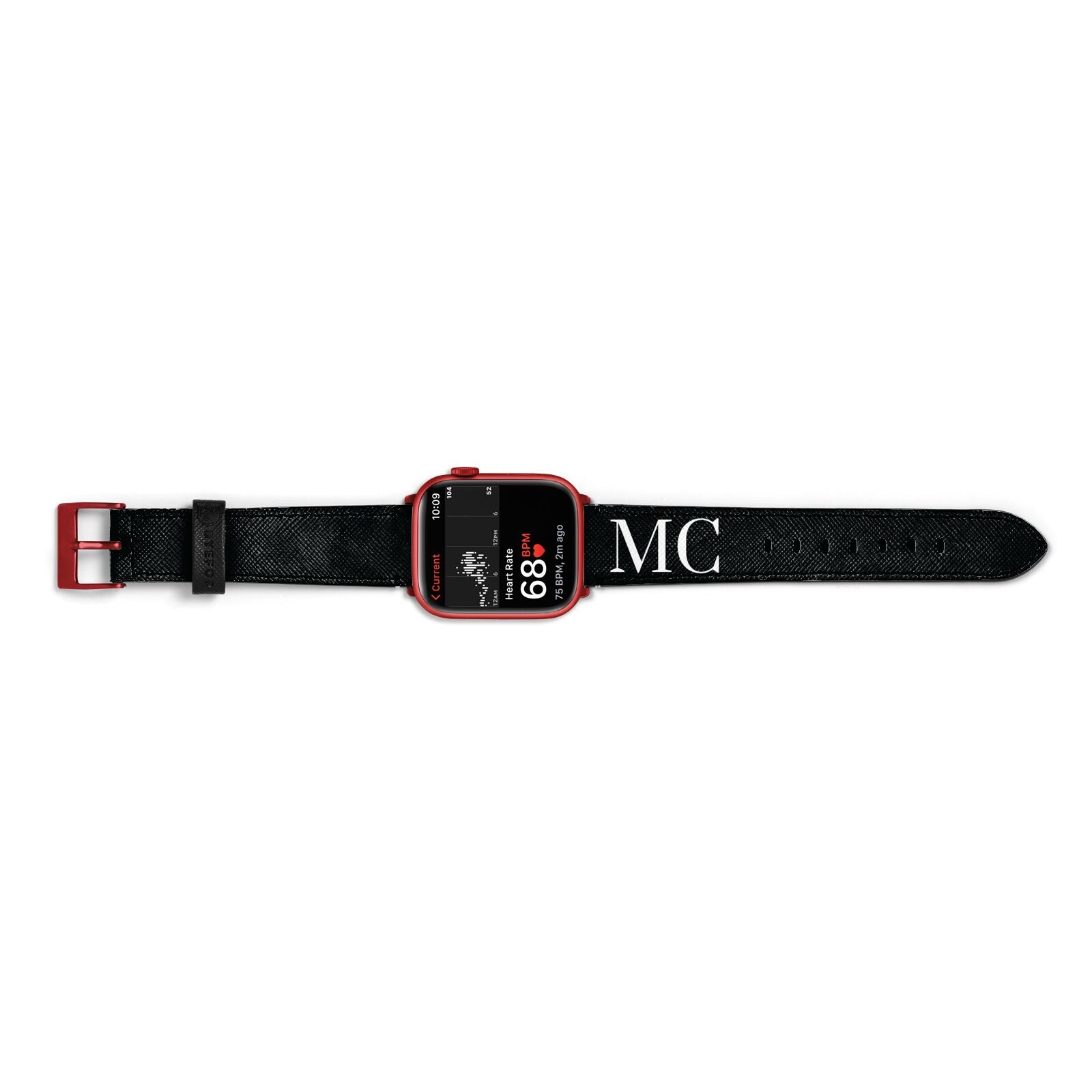 Initials Personalised 1 Apple Watch Strap Size 38mm Landscape Image Red Hardware