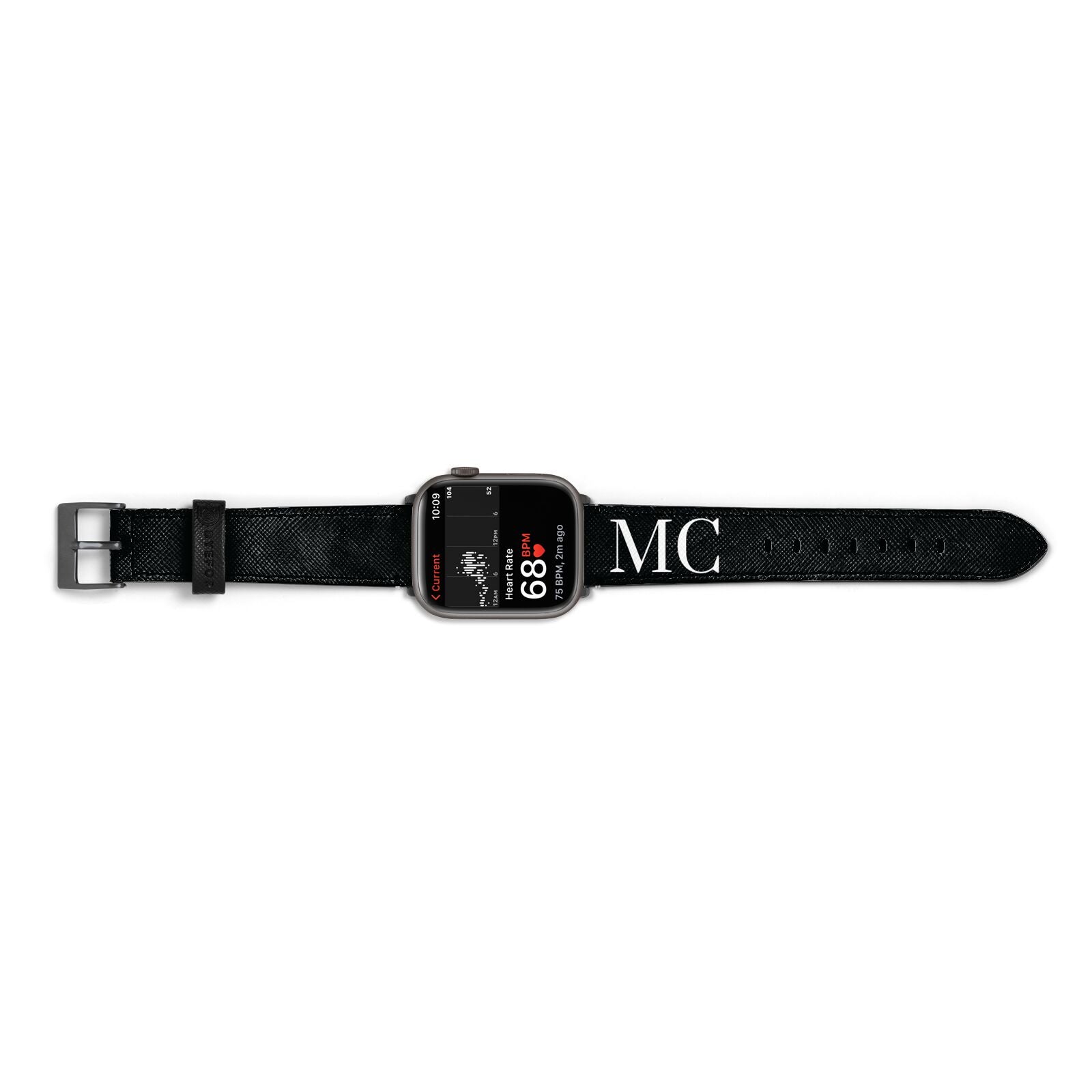 Initials Personalised 1 Apple Watch Strap Size 38mm Landscape Image Space Grey Hardware
