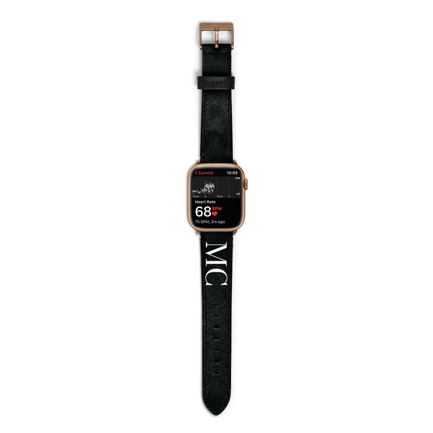 Initials Personalised 1 Apple Watch Strap Size 38mm with Gold Hardware