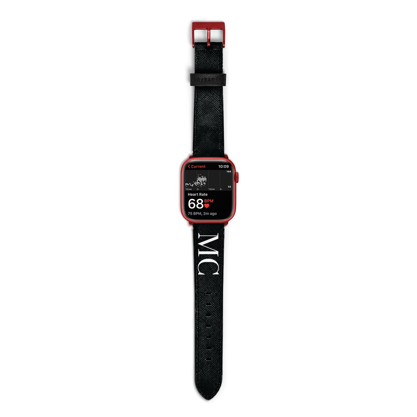 Initials Personalised 1 Apple Watch Strap Size 38mm with Red Hardware