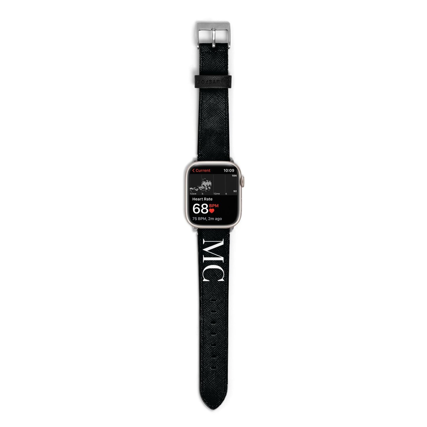 Initials Personalised 1 Apple Watch Strap Size 38mm with Silver Hardware