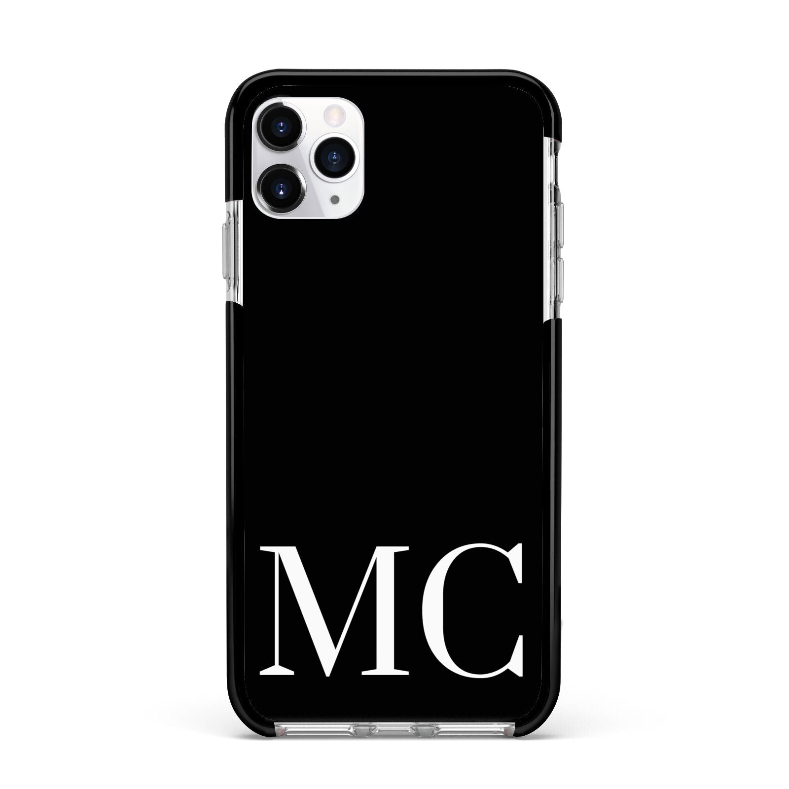 Initials Personalised 1 Apple iPhone 11 Pro Max in Silver with Black Impact Case