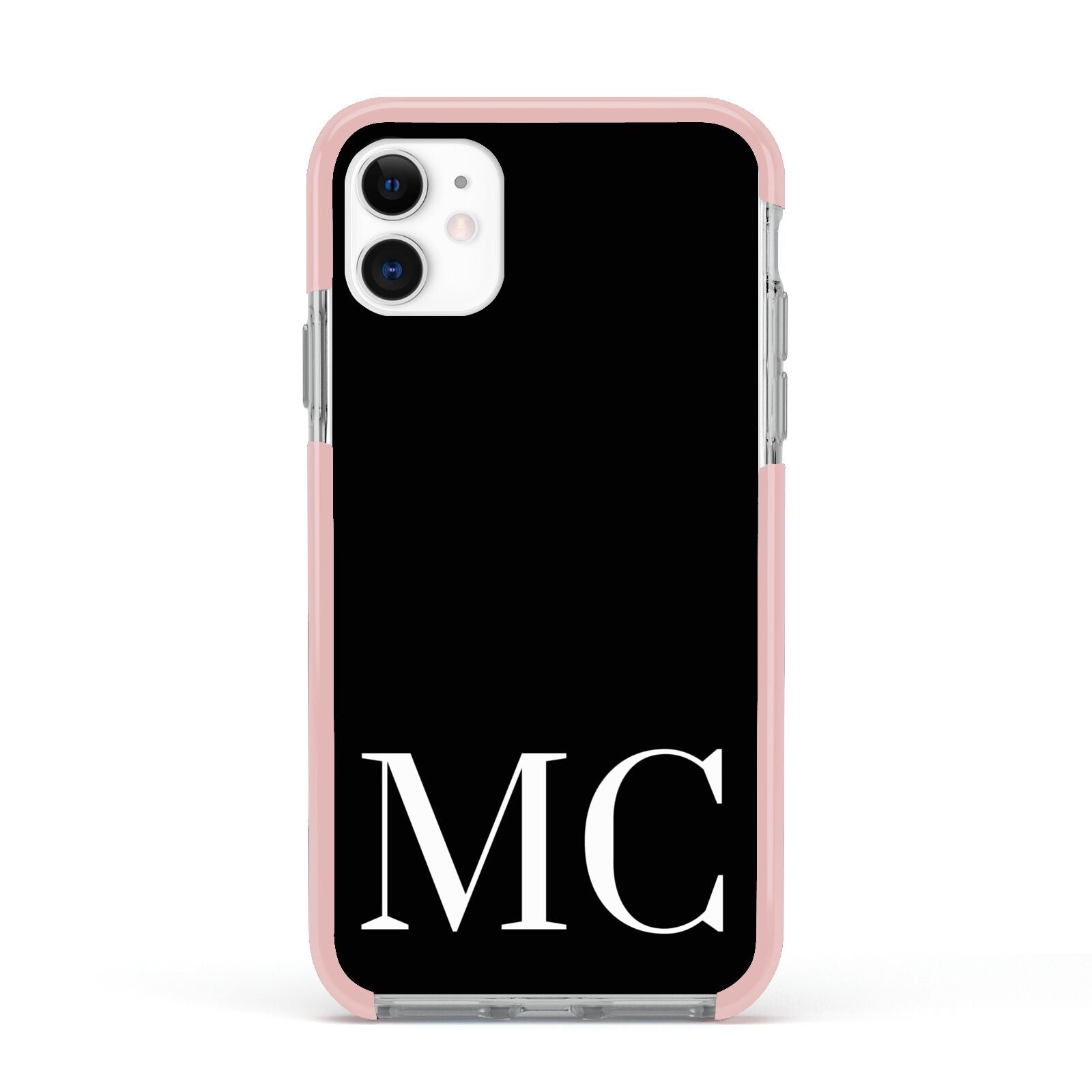 Initials Personalised 1 Apple iPhone 11 in White with Pink Impact Case