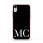 Initials Personalised 1 Apple iPhone XR Impact Case Pink Edge on Silver Phone