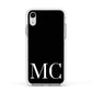 Initials Personalised 1 Apple iPhone XR Impact Case White Edge on Silver Phone