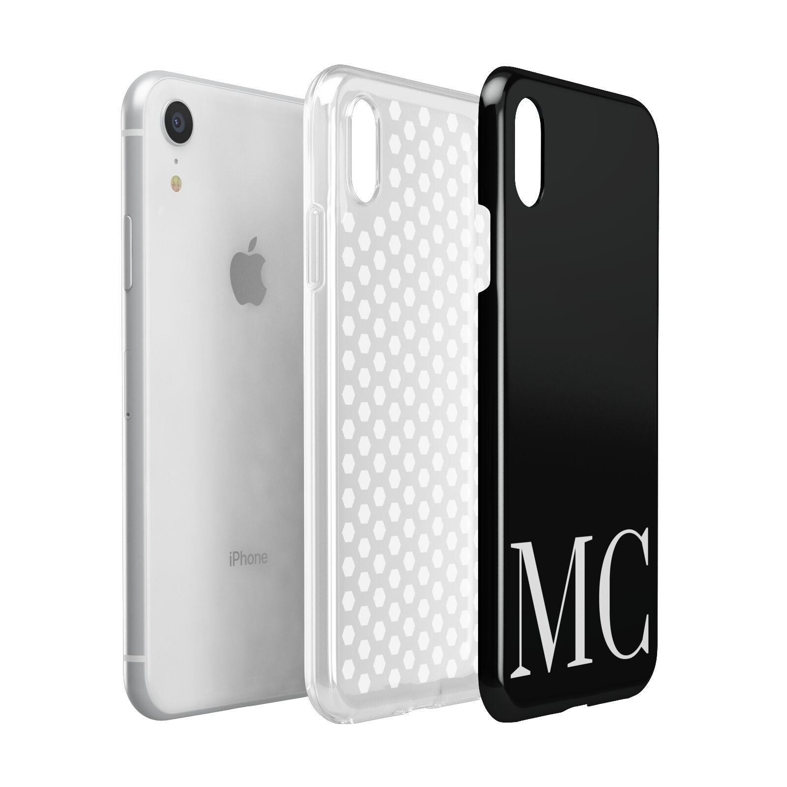 Initials Personalised 1 Apple iPhone XR White 3D Tough Case Expanded view