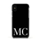 Initials Personalised 1 Apple iPhone Xs Impact Case Black Edge on Black Phone