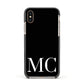 Initials Personalised 1 Apple iPhone Xs Impact Case Black Edge on Gold Phone