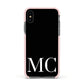 Initials Personalised 1 Apple iPhone Xs Impact Case Pink Edge on Black Phone