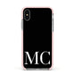 Initials Personalised 1 Apple iPhone Xs Impact Case Pink Edge on Silver Phone