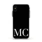 Initials Personalised 1 Apple iPhone Xs Impact Case White Edge on Black Phone