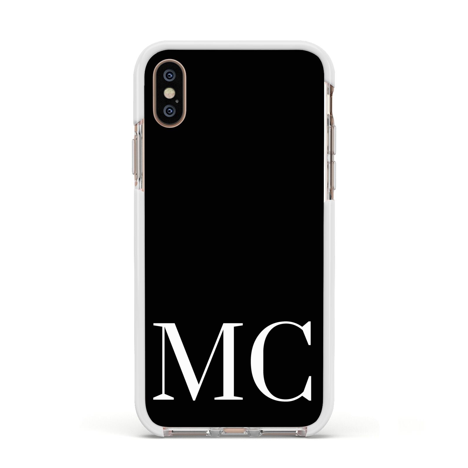Initials Personalised 1 Apple iPhone Xs Impact Case White Edge on Gold Phone