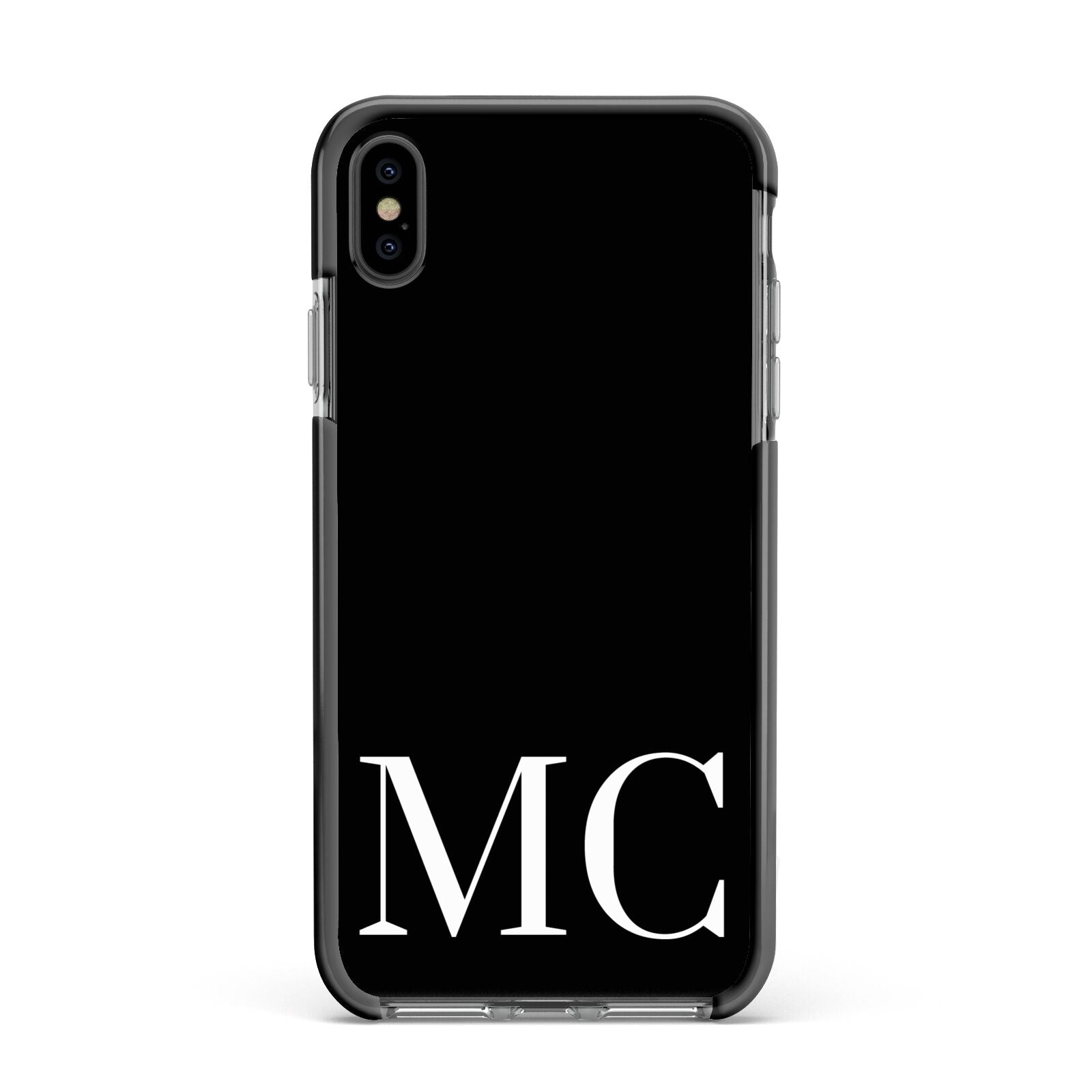Initials Personalised 1 Apple iPhone Xs Max Impact Case Black Edge on Black Phone