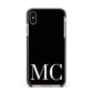 Initials Personalised 1 Apple iPhone Xs Max Impact Case Black Edge on Gold Phone