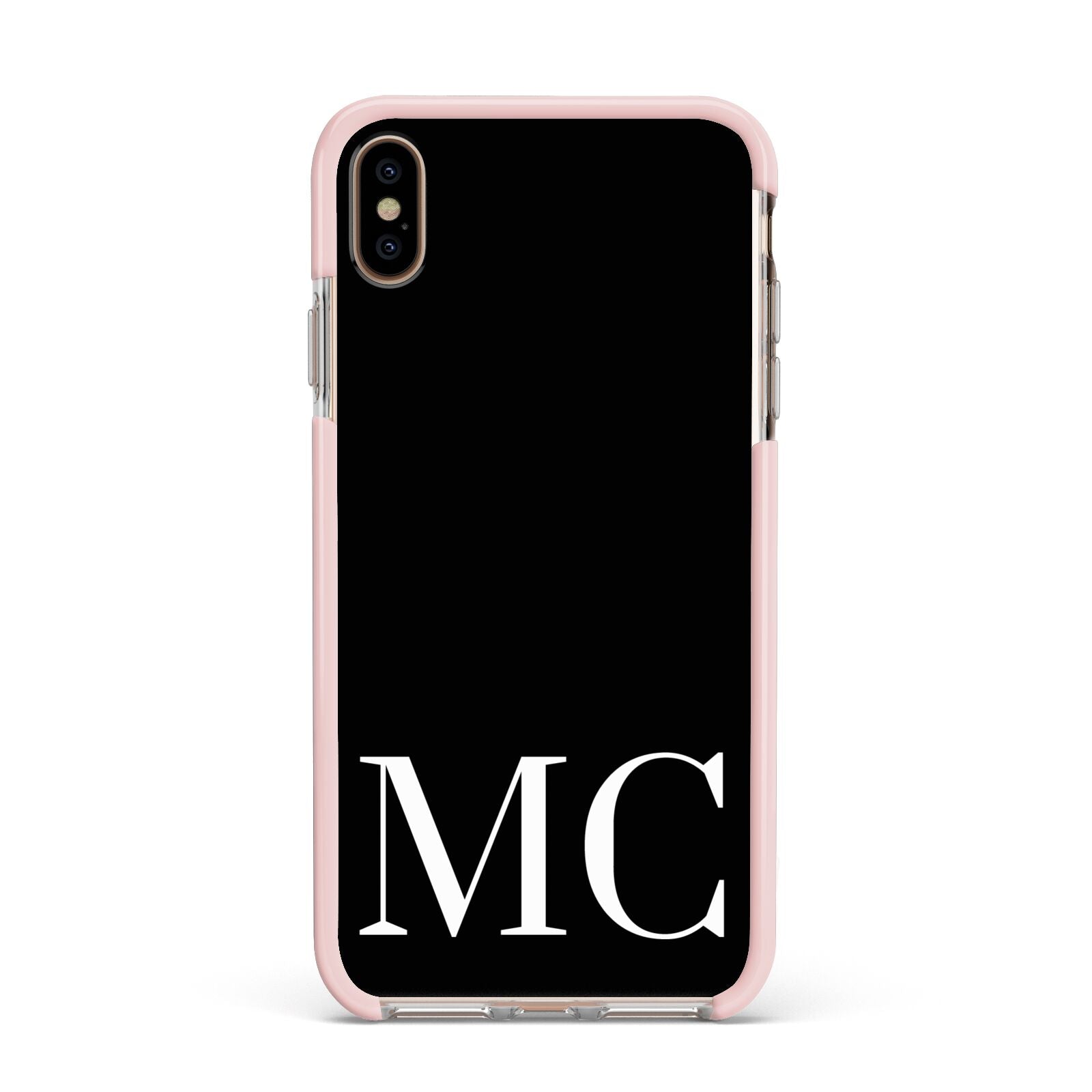 Initials Personalised 1 Apple iPhone Xs Max Impact Case Pink Edge on Gold Phone