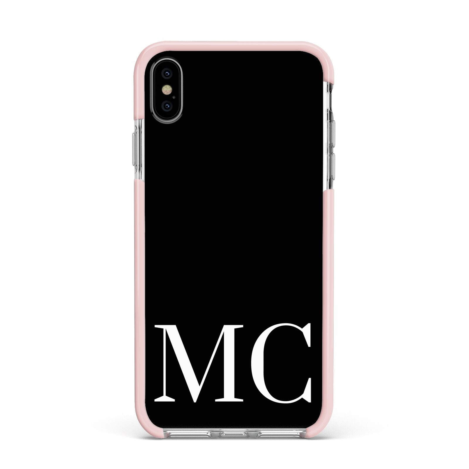Initials Personalised 1 Apple iPhone Xs Max Impact Case Pink Edge on Silver Phone