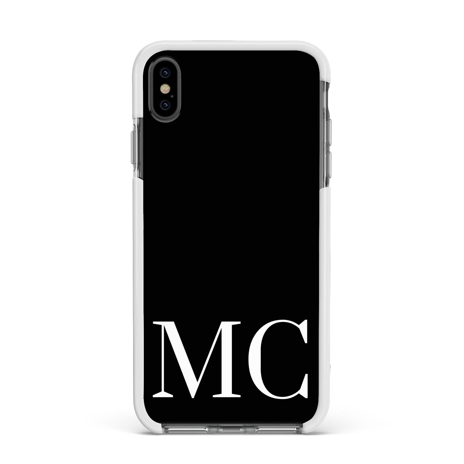 Initials Personalised 1 Apple iPhone Xs Max Impact Case White Edge on Black Phone