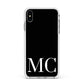 Initials Personalised 1 Apple iPhone Xs Max Impact Case White Edge on Silver Phone