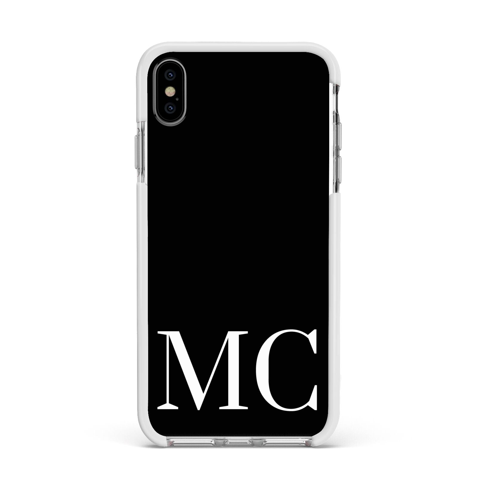 Initials Personalised 1 Apple iPhone Xs Max Impact Case White Edge on Silver Phone