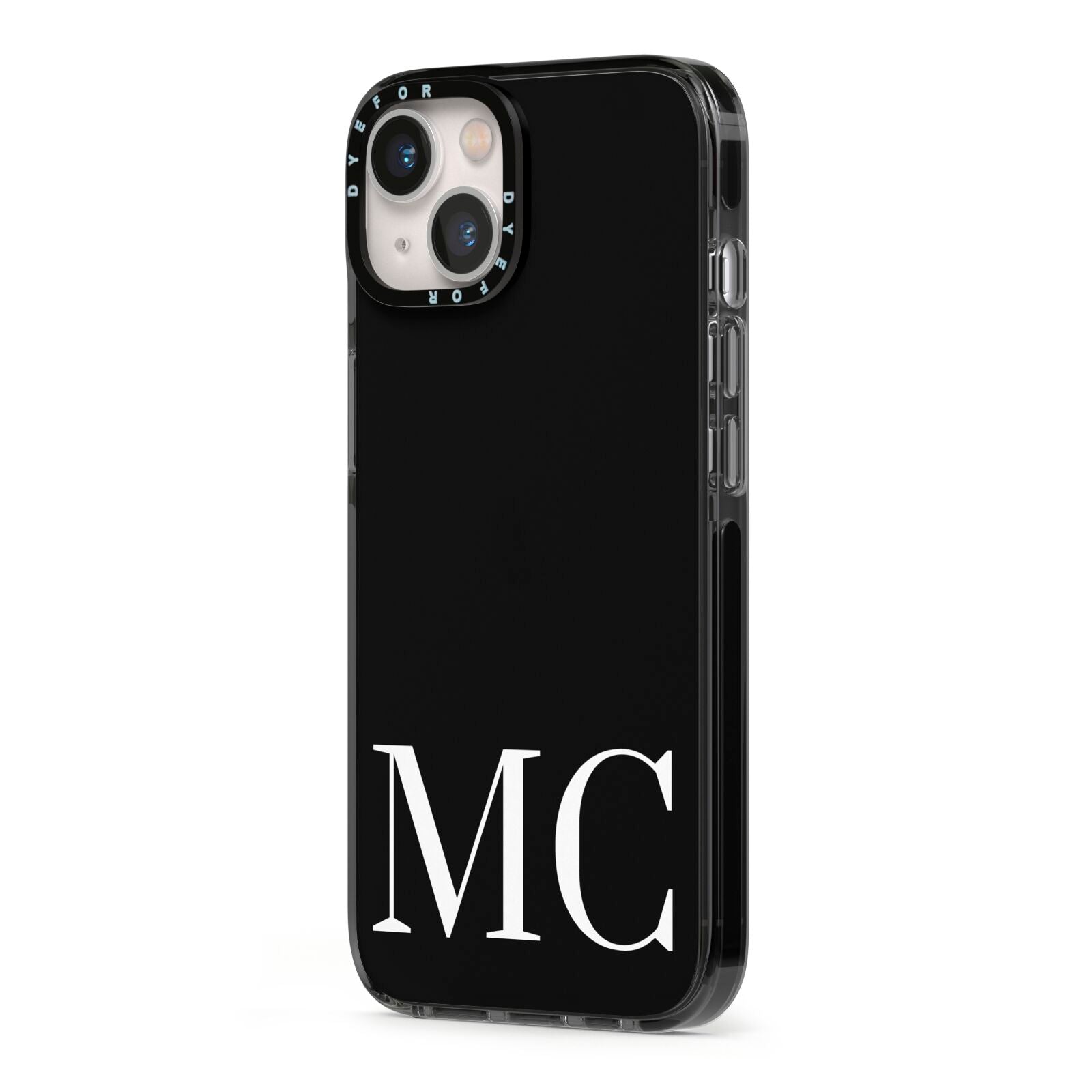 Initials Personalised 1 iPhone 13 Black Impact Case Side Angle on Silver phone