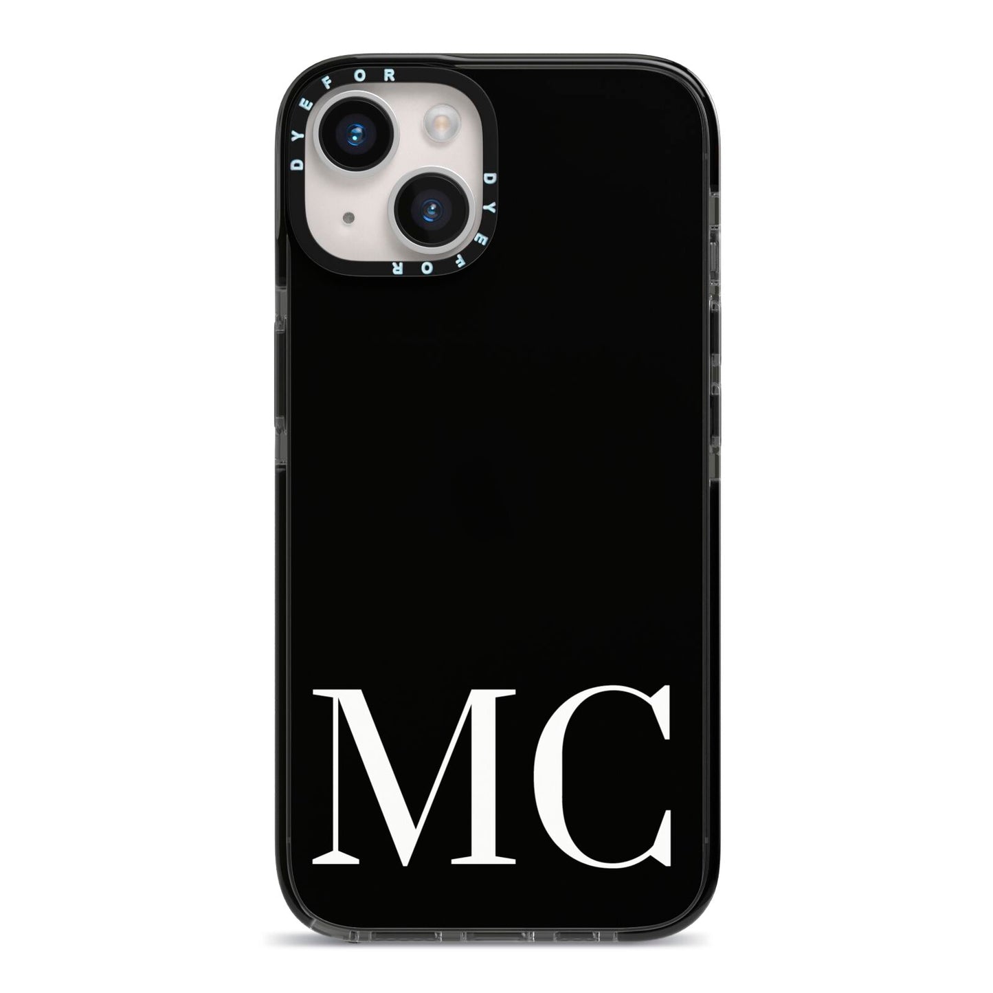 Initials Personalised 1 iPhone 14 Black Impact Case on Silver phone