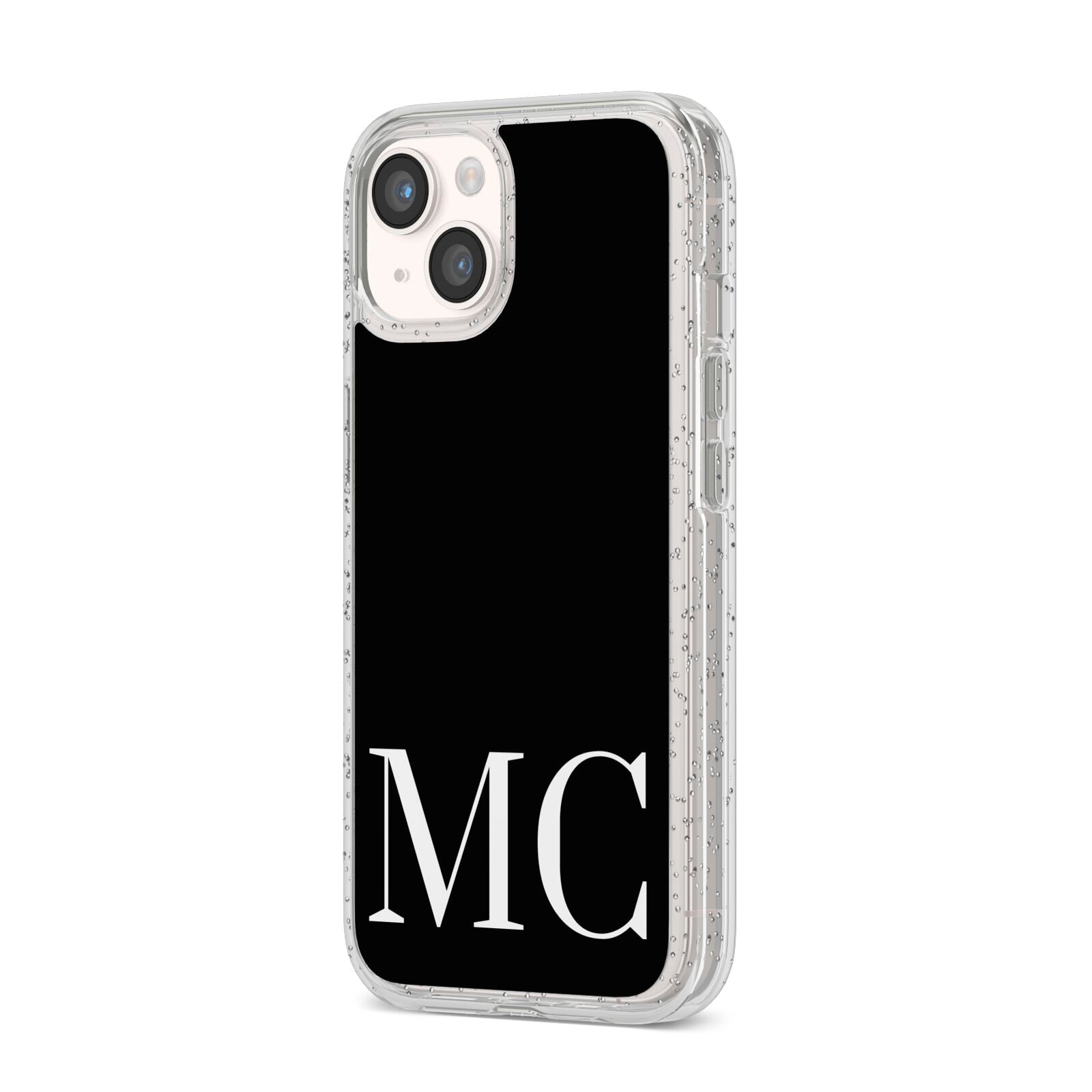 Initials Personalised 1 iPhone 14 Glitter Tough Case Starlight Angled Image