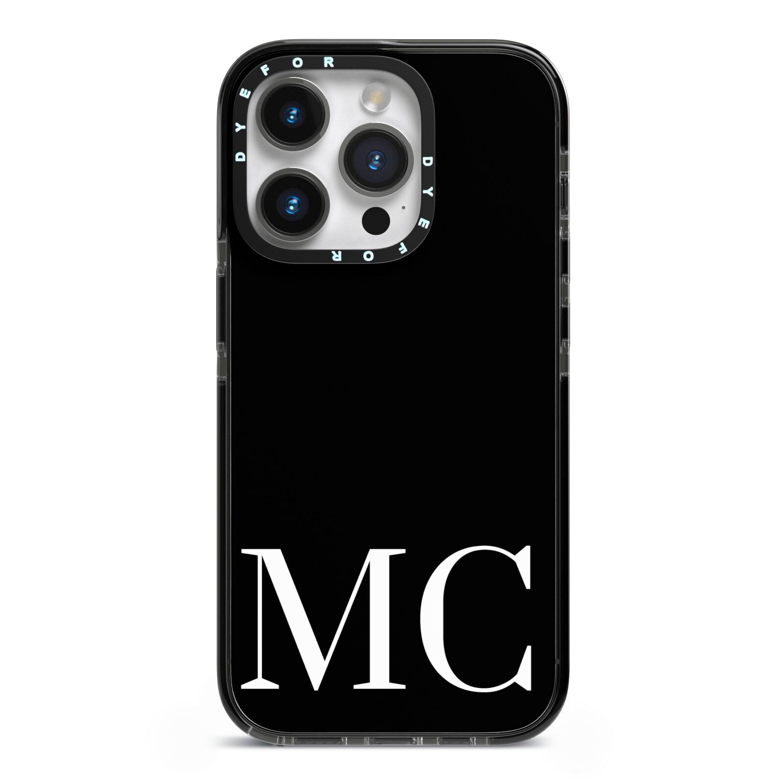 Initials Personalised 1 iPhone 14 Pro Black Impact Case on Silver phone