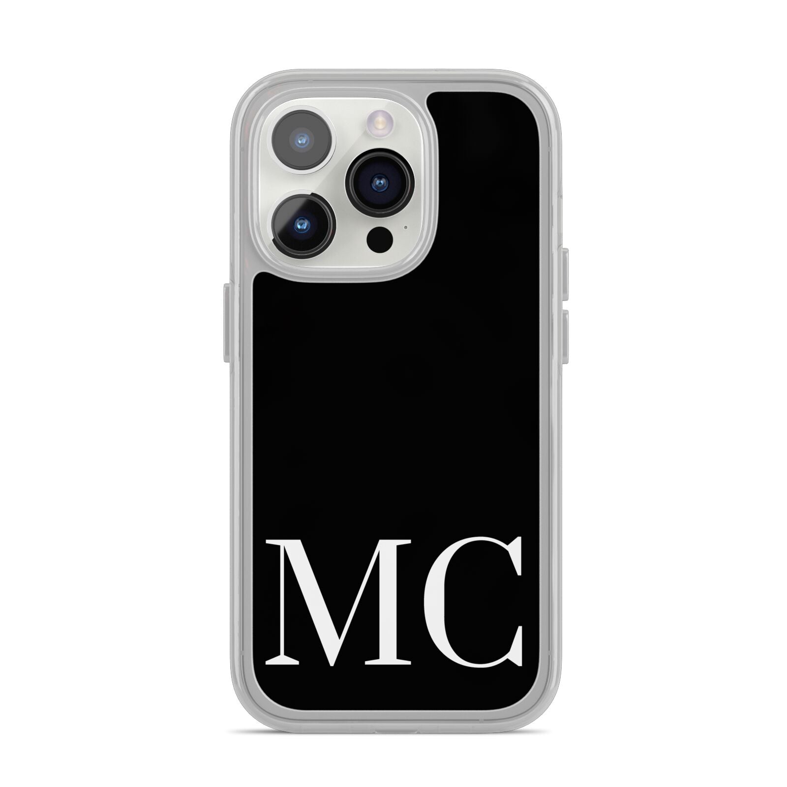 Initials Personalised 1 iPhone 14 Pro Clear Tough Case Silver