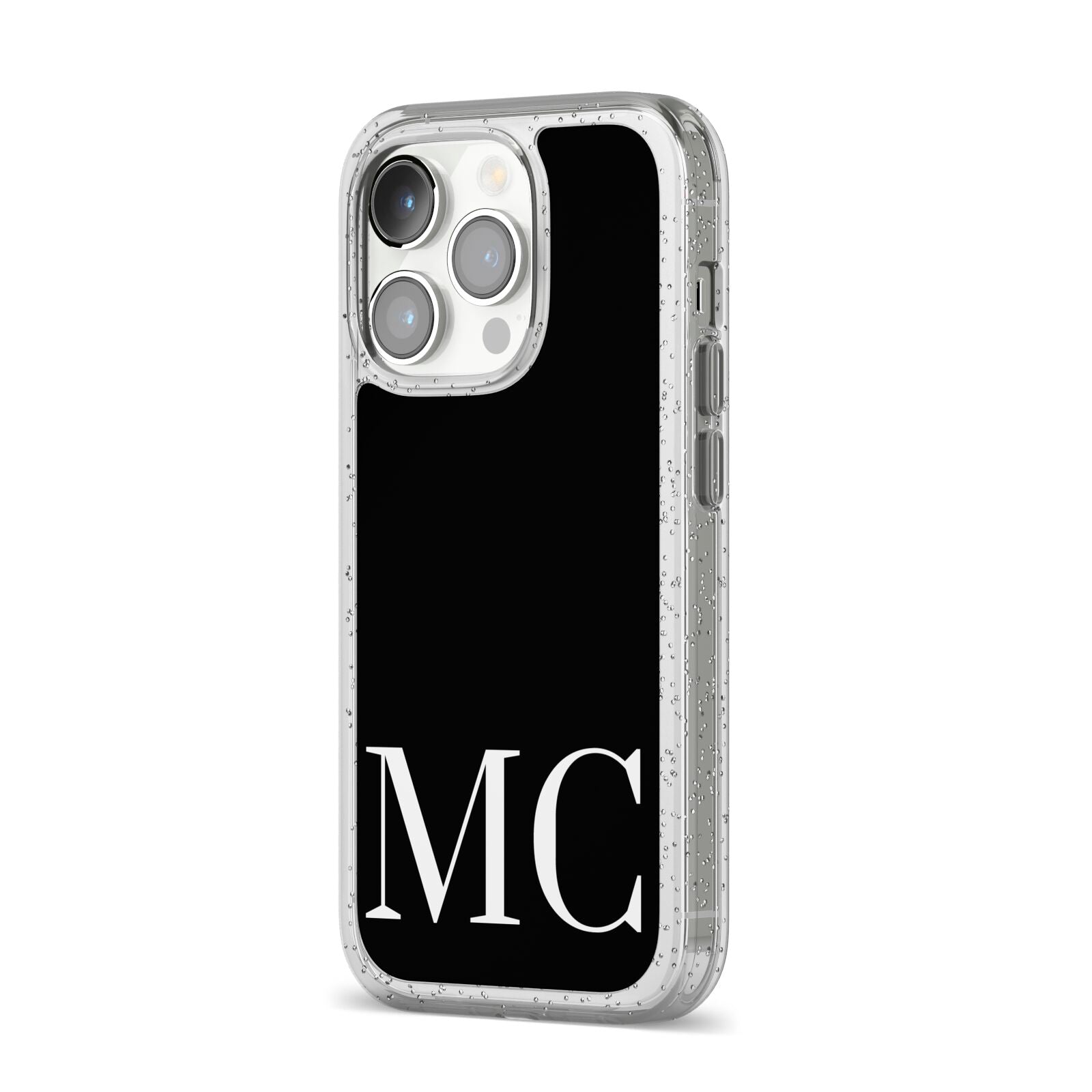 Initials Personalised 1 iPhone 14 Pro Glitter Tough Case Silver Angled Image