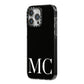 Initials Personalised 1 iPhone 14 Pro Max Black Impact Case Side Angle on Silver phone