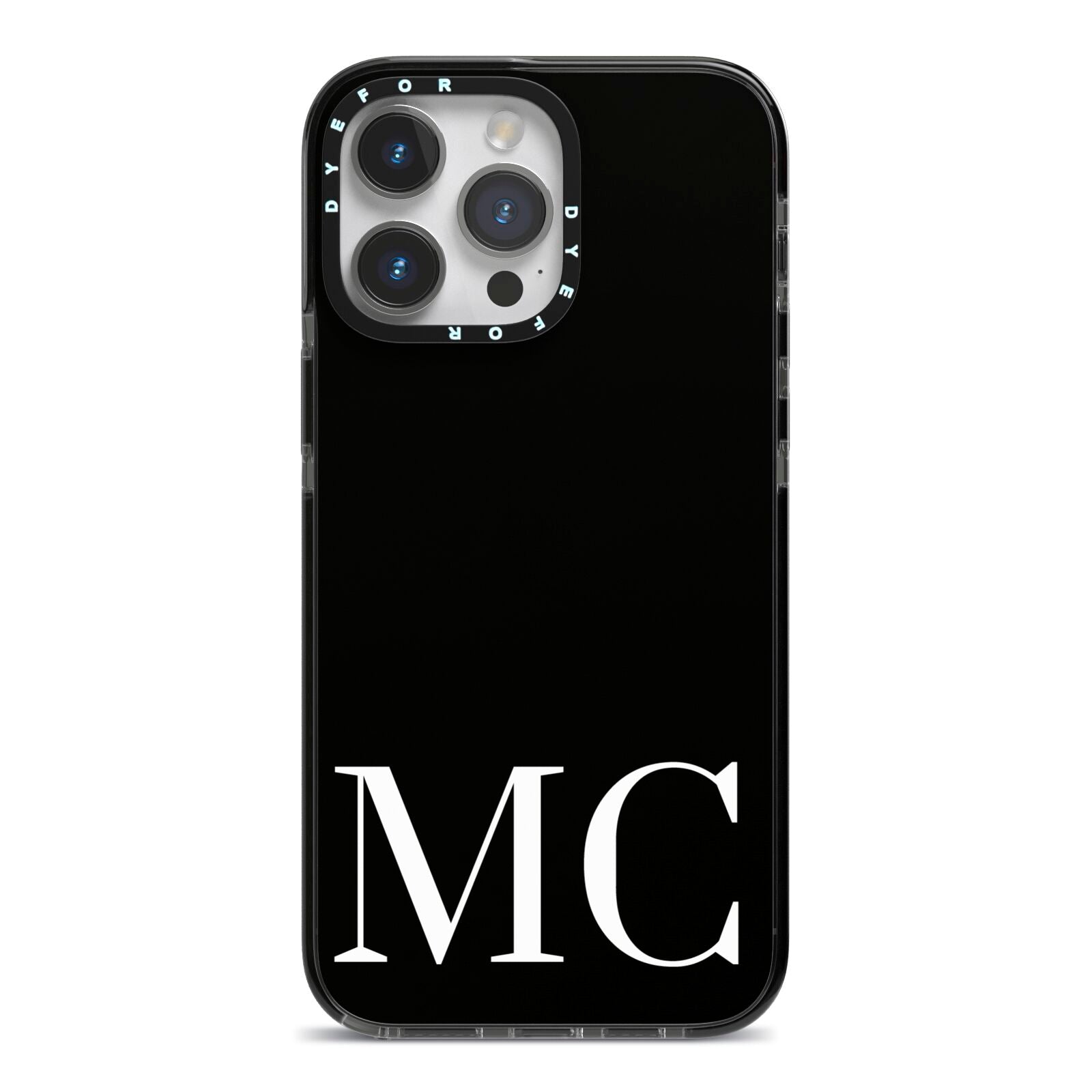 Initials Personalised 1 iPhone 14 Pro Max Black Impact Case on Silver phone