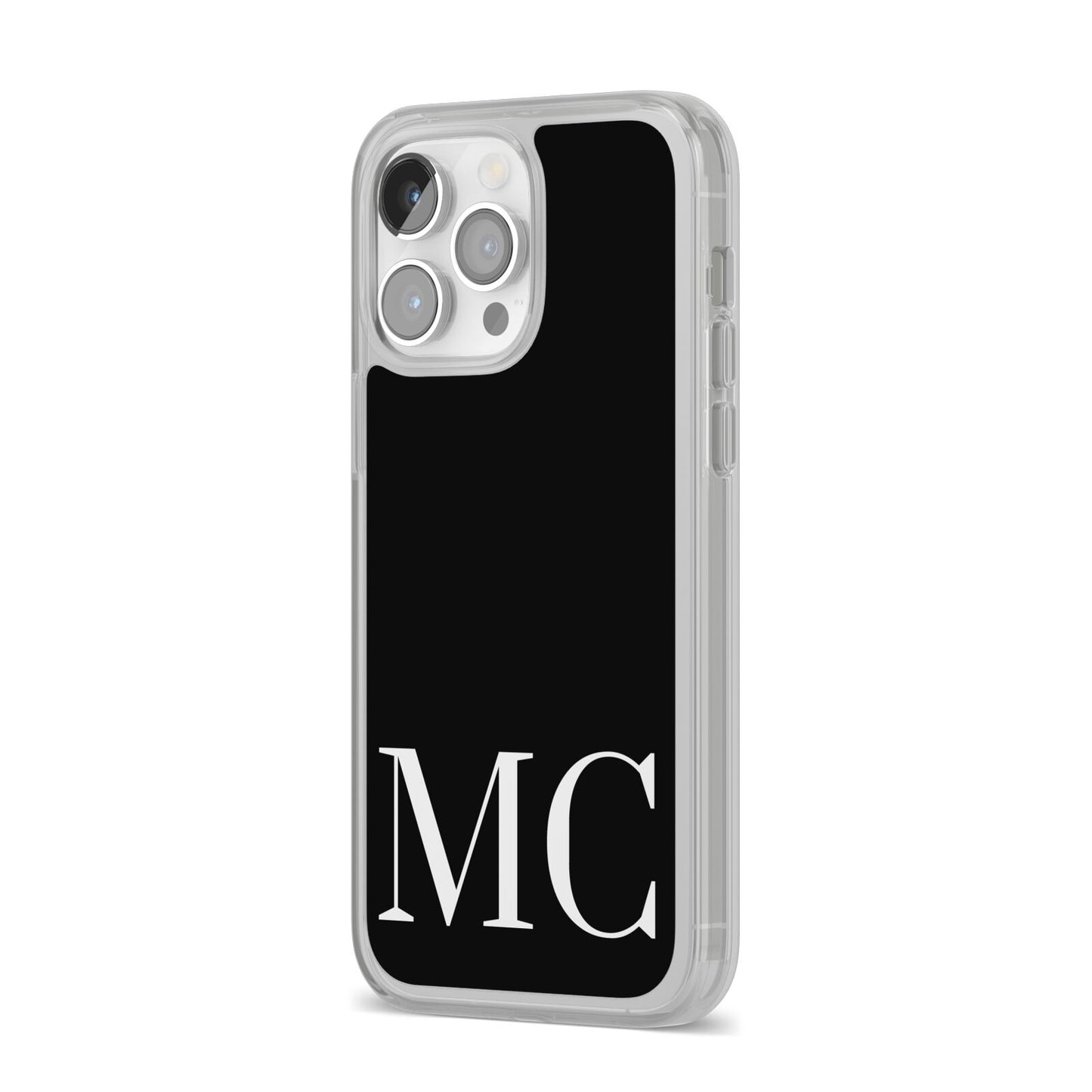 Initials Personalised 1 iPhone 14 Pro Max Clear Tough Case Silver Angled Image
