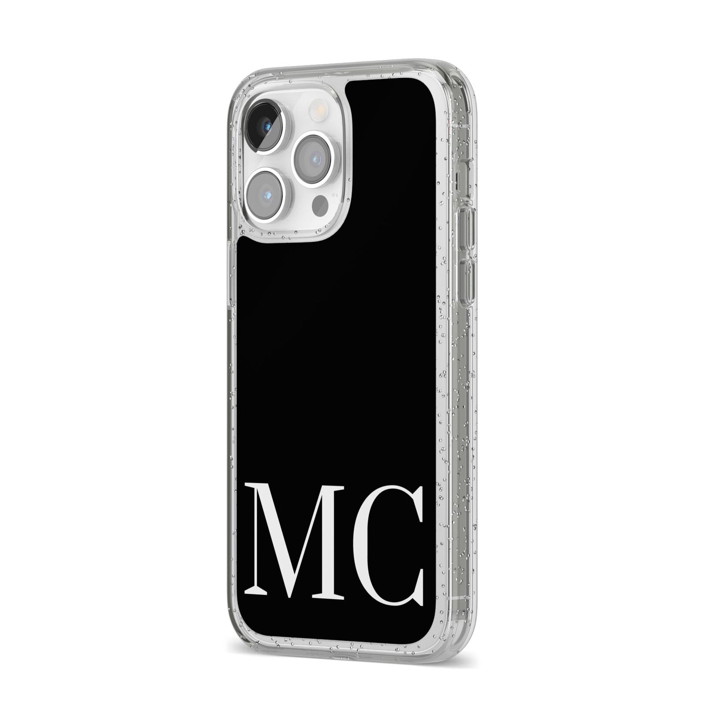 Initials Personalised 1 iPhone 14 Pro Max Glitter Tough Case Silver Angled Image