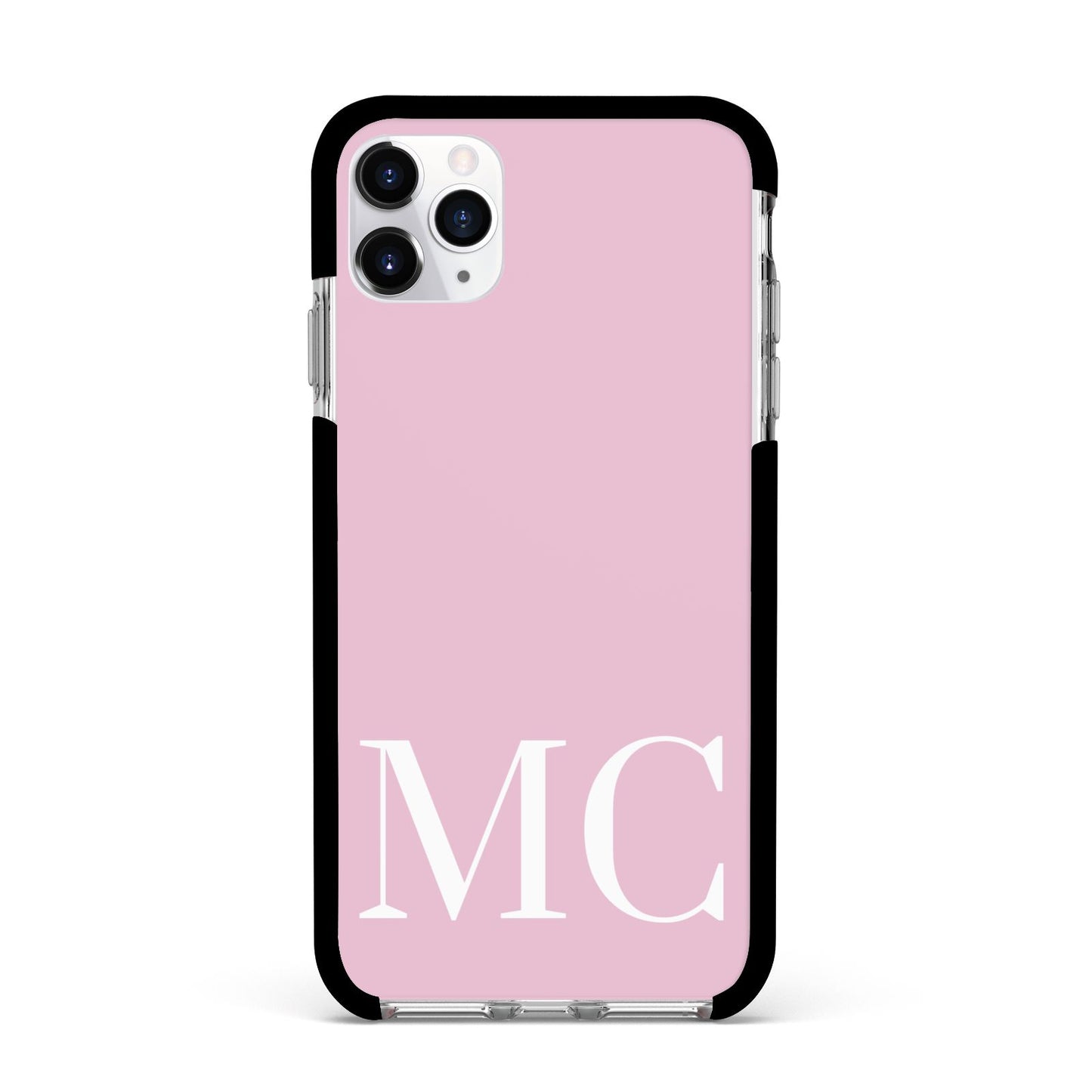 Initials Personalised 2 Apple iPhone 11 Pro Max in Silver with Black Impact Case