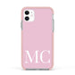 Initials Personalised 2 Apple iPhone 11 in White with Pink Impact Case