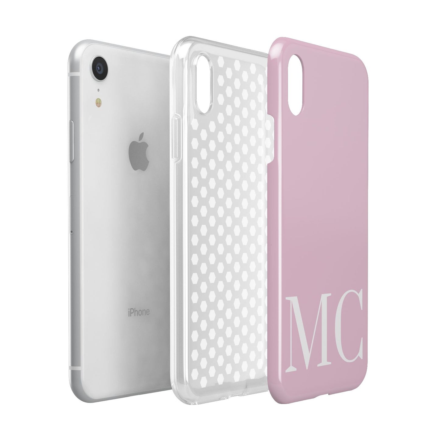 Initials Personalised 2 Apple iPhone XR White 3D Tough Case Expanded view