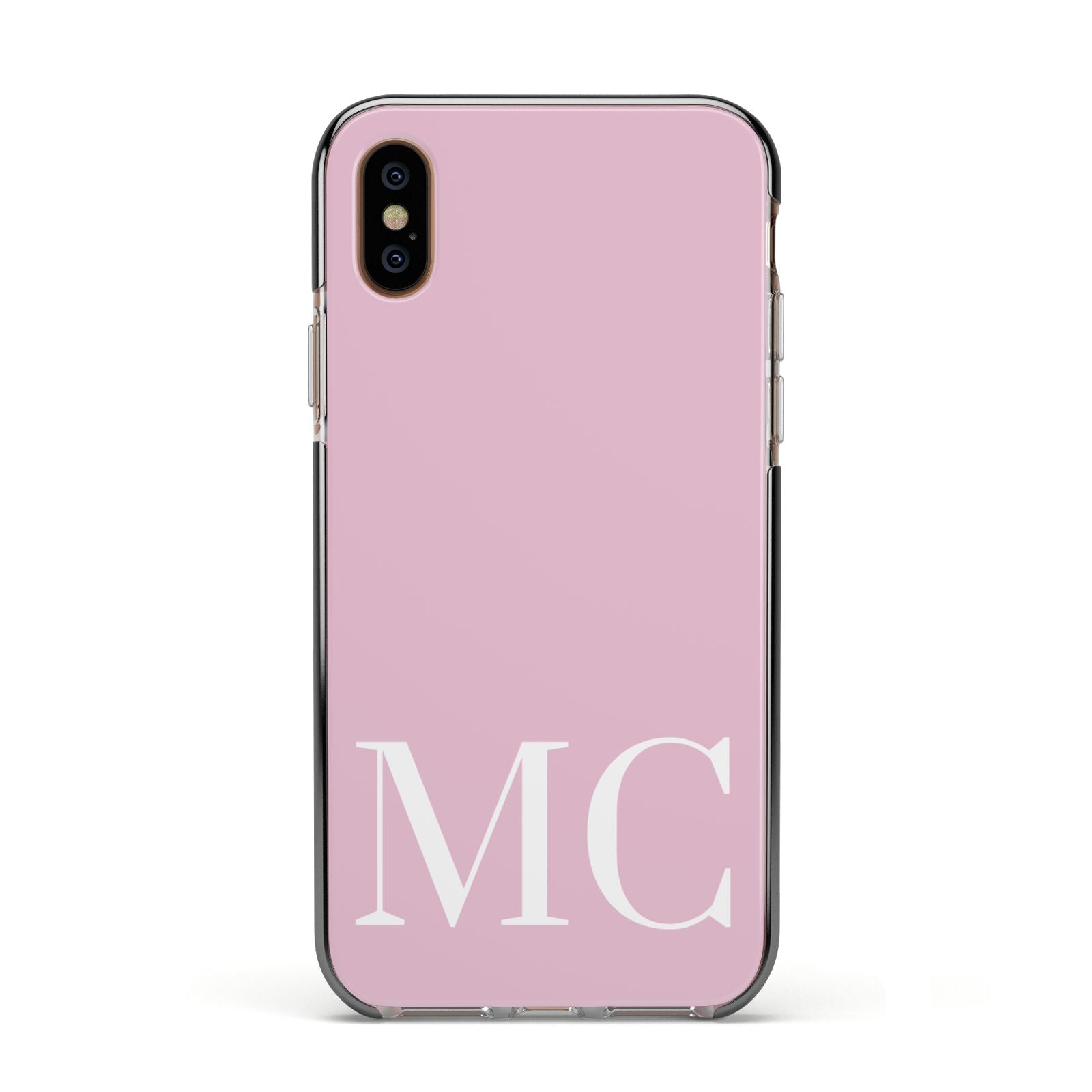 Initials Personalised 2 Apple iPhone Xs Impact Case Black Edge on Gold Phone