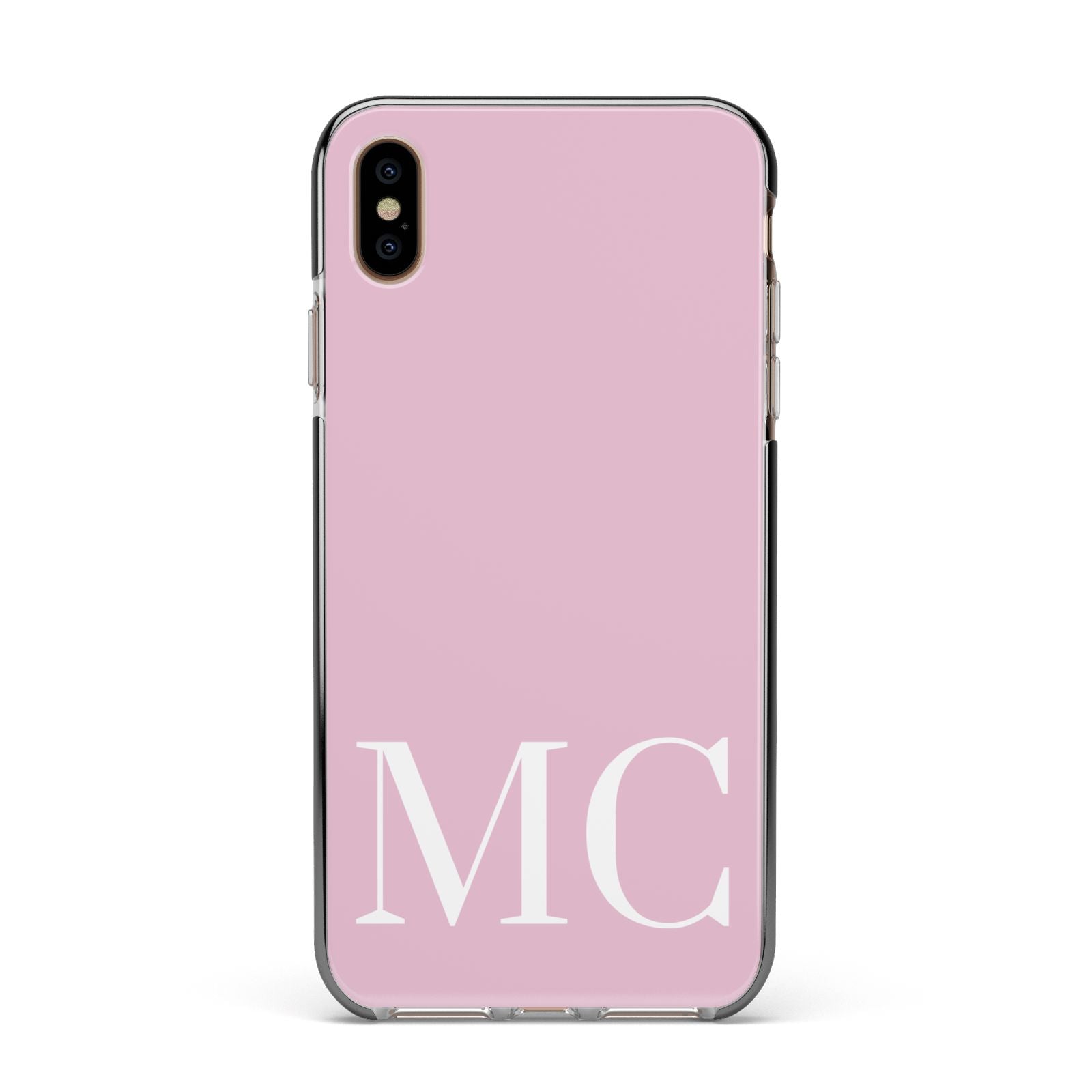 Initials Personalised 2 Apple iPhone Xs Max Impact Case Black Edge on Gold Phone