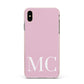 Initials Personalised 2 Apple iPhone Xs Max Impact Case Pink Edge on Gold Phone
