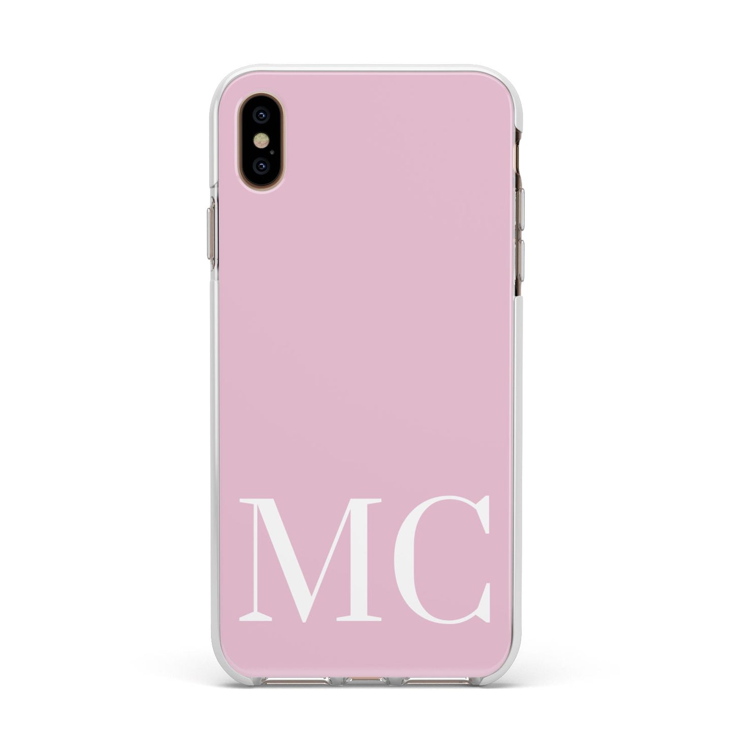 Initials Personalised 2 Apple iPhone Xs Max Impact Case White Edge on Gold Phone