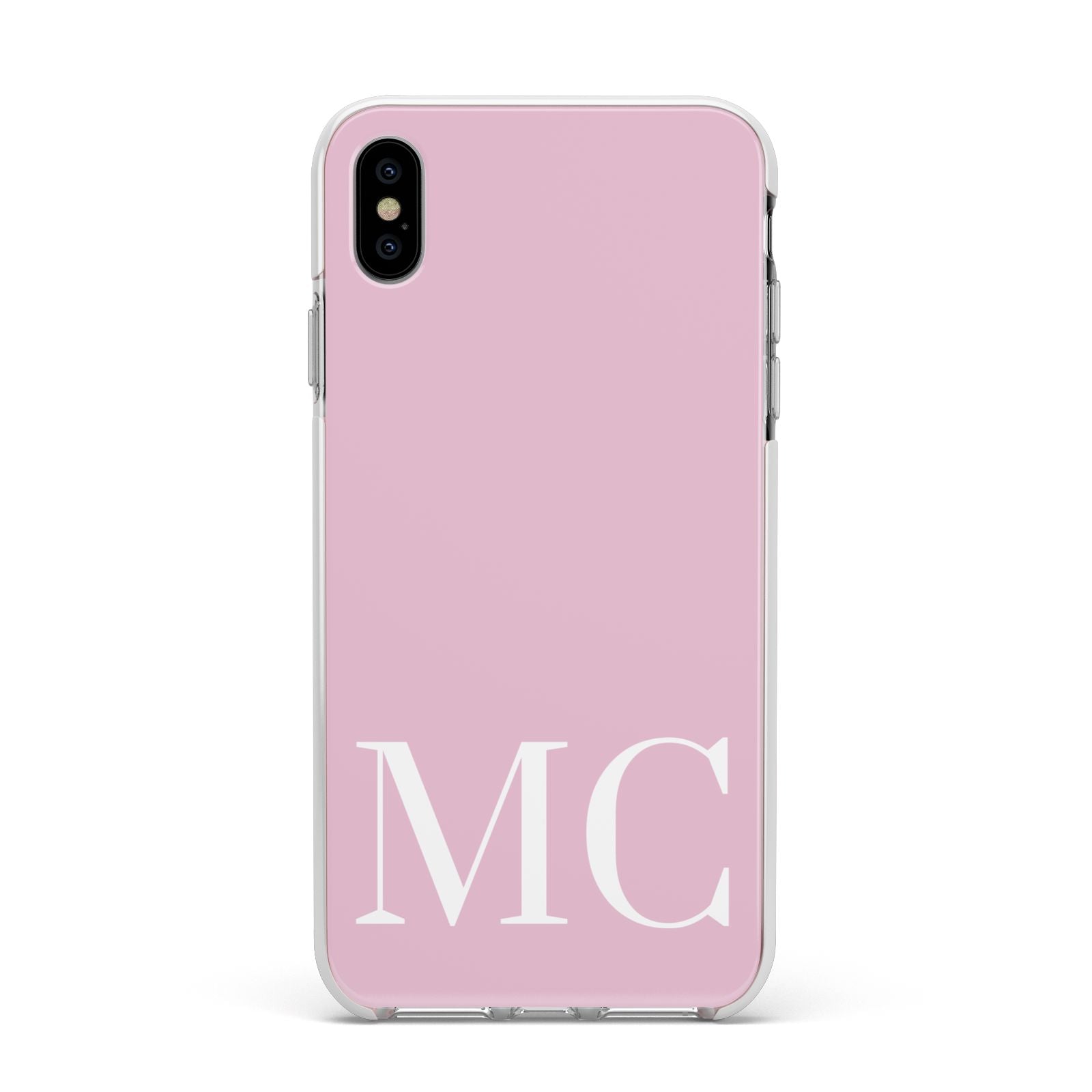 Initials Personalised 2 Apple iPhone Xs Max Impact Case White Edge on Silver Phone