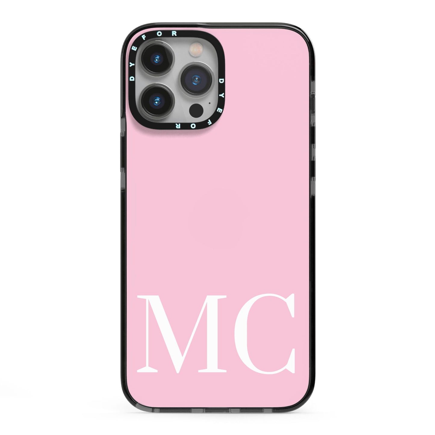 Initials Personalised 2 iPhone 13 Pro Max Black Impact Case on Silver phone