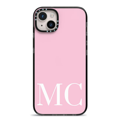 Initials Personalised 2 iPhone 14 Plus Black Impact Case on Silver phone