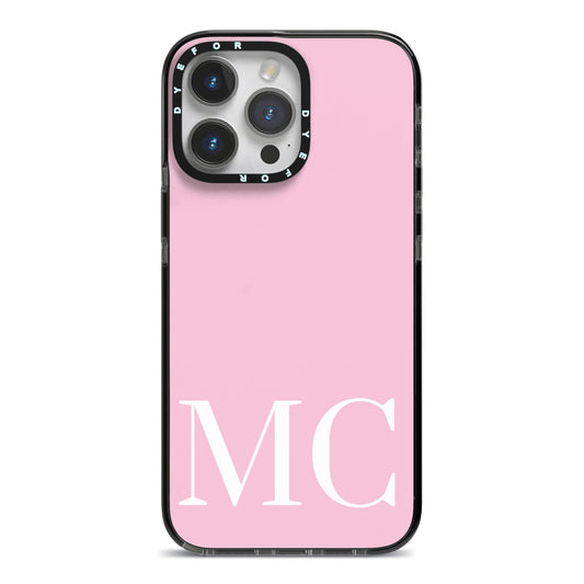 Initials Personalised 2 iPhone 14 Pro Max Black Impact Case on Silver phone